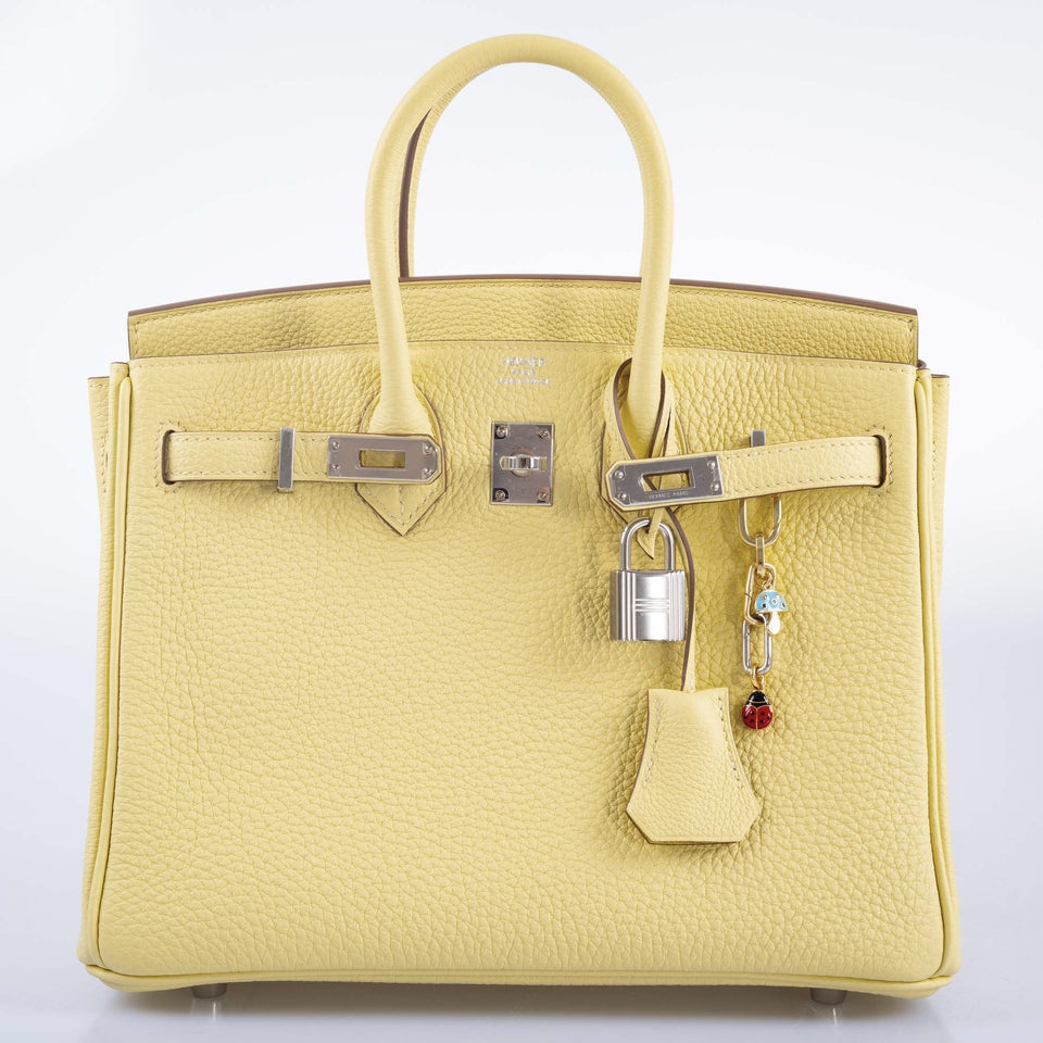 Hermes Birkin 25 Jaune Poussin Togo Palladium Hardware