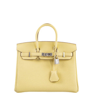 Hermes Birkin 25 Jaune Poussin Togo Palladium Hardware