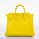 Hermes Birkin 25 Lime Swift Leather Gold Hardware - 2019, D