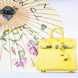 Hermes Birkin 25 Lime Yellow Matte Alligator Palladium Hardware - 2018, C