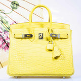 Hermes Birkin 25 Lime Yellow Matte Alligator Palladium Hardware - 2018, C