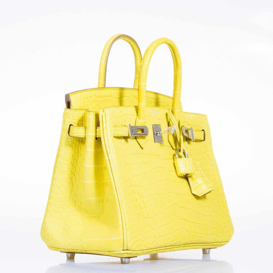 Hermes Birkin 25 Lime Yellow Matte Alligator Palladium Hardware - 2018, C
