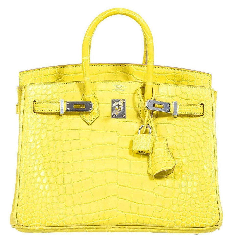 Hermes Birkin 25 Lime Yellow Matte Alligator Palladium Hardware - 2018, C