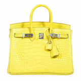 Hermes Birkin 25 Lime Yellow Matte Alligator Palladium Hardware