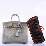 Hermes Birkin 25 Matte Gris Perle Alligator Gold Hardware