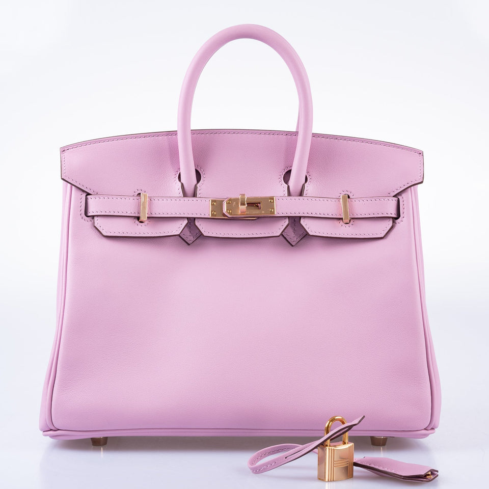 Hermes Birkin 25 Mauve Sylvestre Swift Rose Gold Hardware