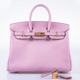 Hermes Birkin 25 Mauve Sylvestre Swift Rose Gold Hardware