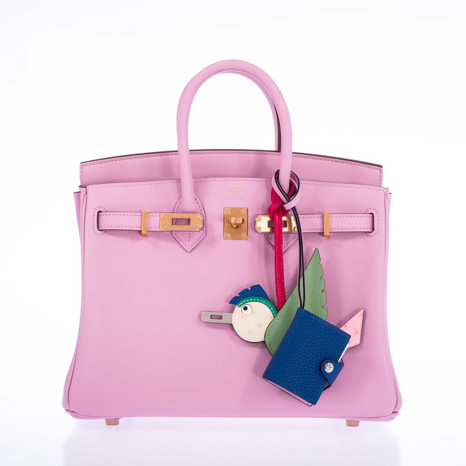 Hermes Birkin 25 Mauve Sylvestre Swift Rose Gold Hardware