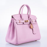 Hermes Birkin 25 Mauve Sylvestre Swift Rose Gold Hardware