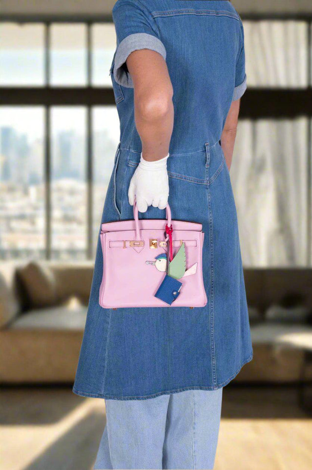 Hermes Birkin 25 Mauve Sylvestre Swift Rose Gold Hardware