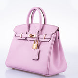 Hermes Birkin 25 Mauve Sylvestre Swift Rose Gold Hardware