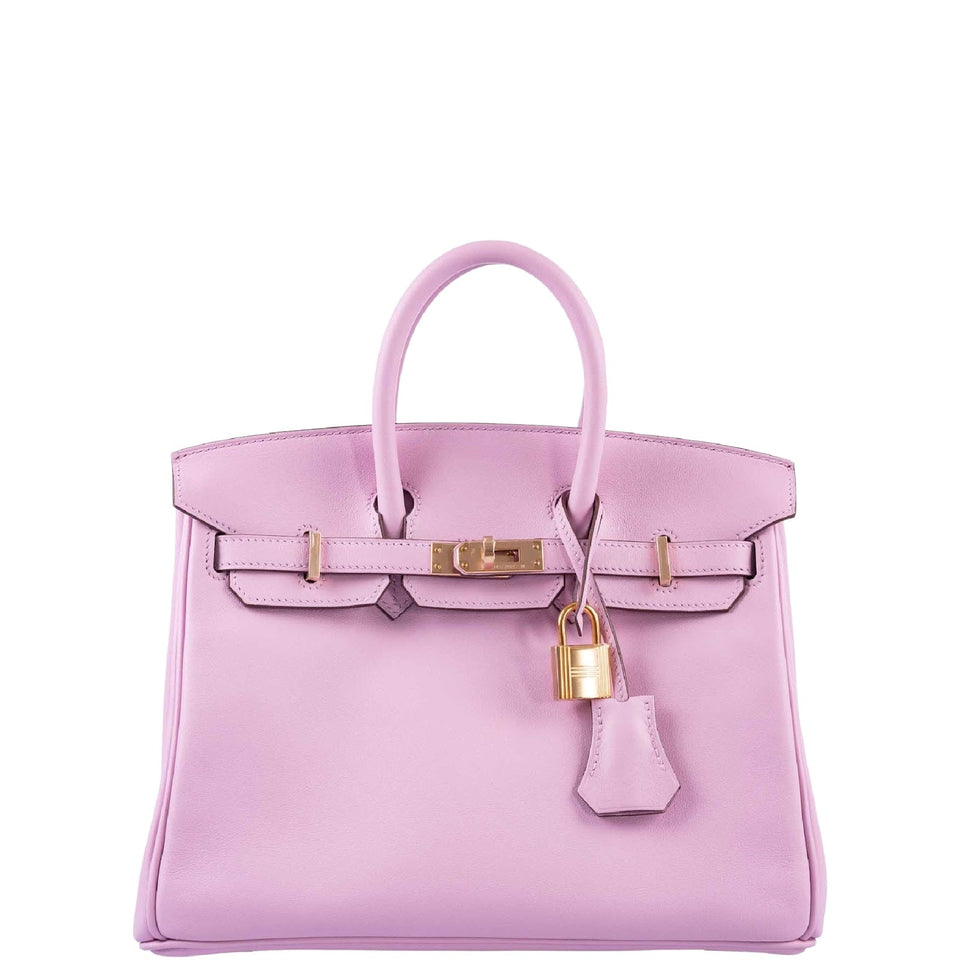Hermes Birkin 25 Mauve Sylvestre Swift Rose Gold Hardware