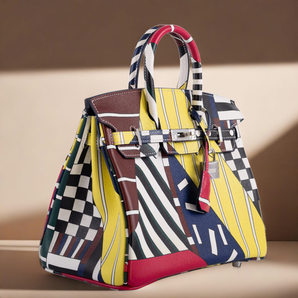 Hermes Birkin 25 One Two Three And Away We Go! - Limited Edition By Nigel Peak Multicolor Swift Palladium Hardware