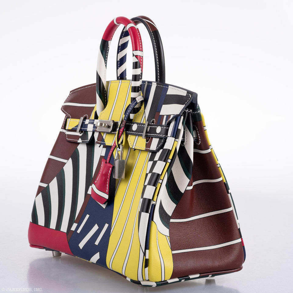 Hermes Birkin 25 One Two Three And Away We Go! - Limited Edition By Nigel Peak Multicolor Swift Palladium Hardware