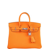 Hermes Birkin 25 Orange Minium Togo Palladium Hardware
