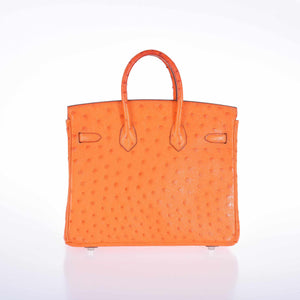 Hermes Birkin 25 Ostrich Tangerine Orange Palladium