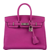 Hermes Birkin 25 Rose Pourpre Togo with Palladium Hardware - 2017, A