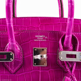 Hermes Birkin 25 Rose Scheherazade Porosus Crocodile Palladium Hardware