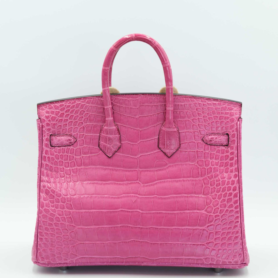 Hermes Birkin 25 Rose Sheherazade Matte Alligator Palladium Hardware