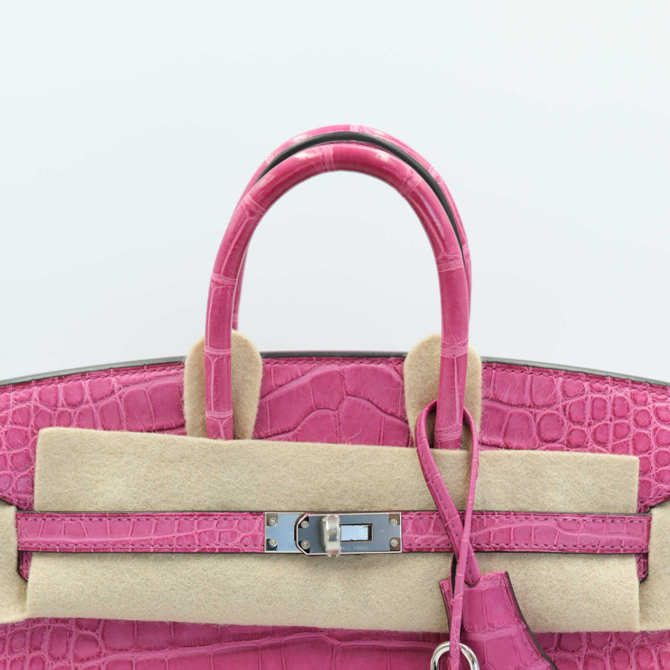 Hermes Birkin 25 Rose Sheherazade Matte Alligator Palladium Hardware