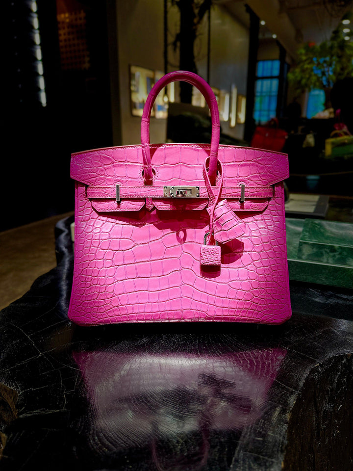 Hermes Birkin 25 Rose Shocking Matte Alligator Palladium Hardware