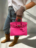 Hermes Birkin 25 Rose Shocking Matte Alligator Palladium Hardware