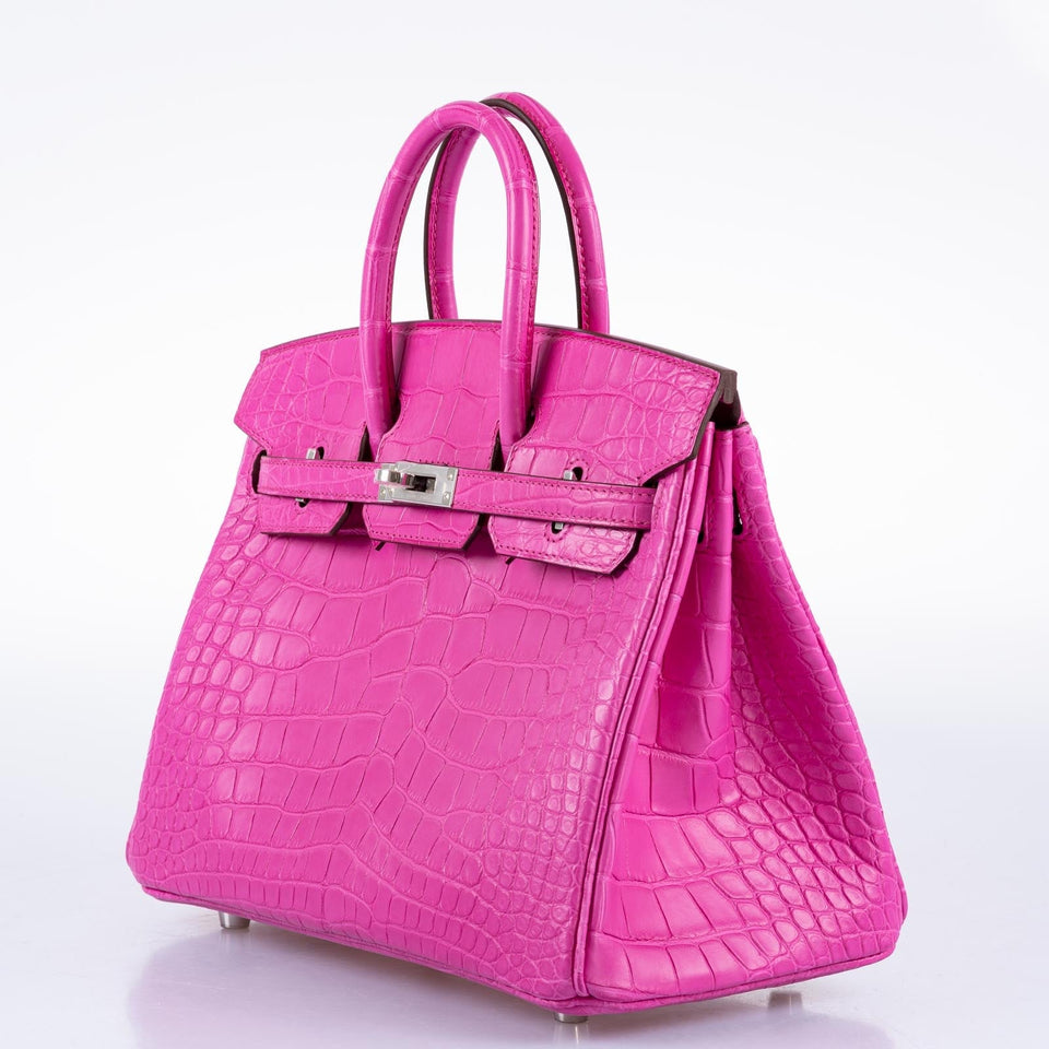 Hermes Birkin 25 Rose Shocking Matte Alligator Palladium Hardware
