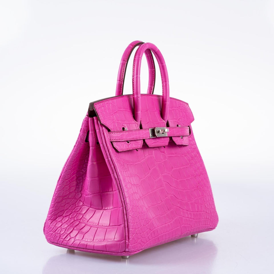 Hermes Birkin 25 Rose Shocking Matte Alligator Palladium Hardware