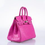 Hermes Birkin 25 Rose Shocking Matte Alligator Palladium Hardware