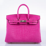 Hermes Birkin 25 Rose Shocking Matte Alligator Palladium Hardware