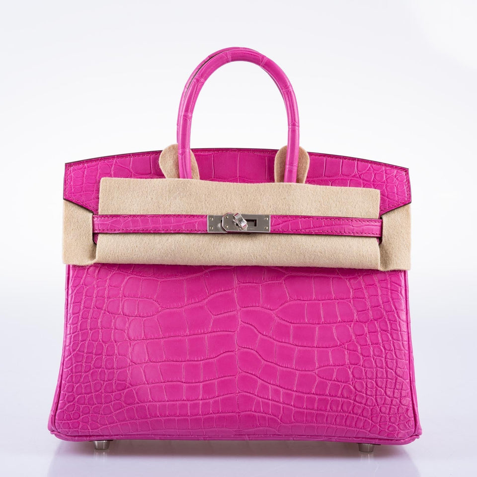 Hermes Birkin 25 Rose Shocking Matte Alligator Palladium Hardware