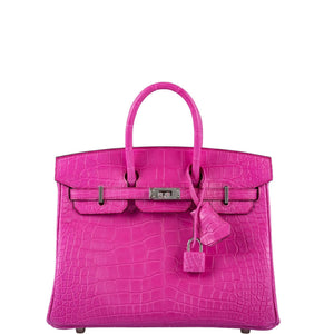 Hermes Birkin 25 Rose Shocking Matte Alligator Palladium Hardware