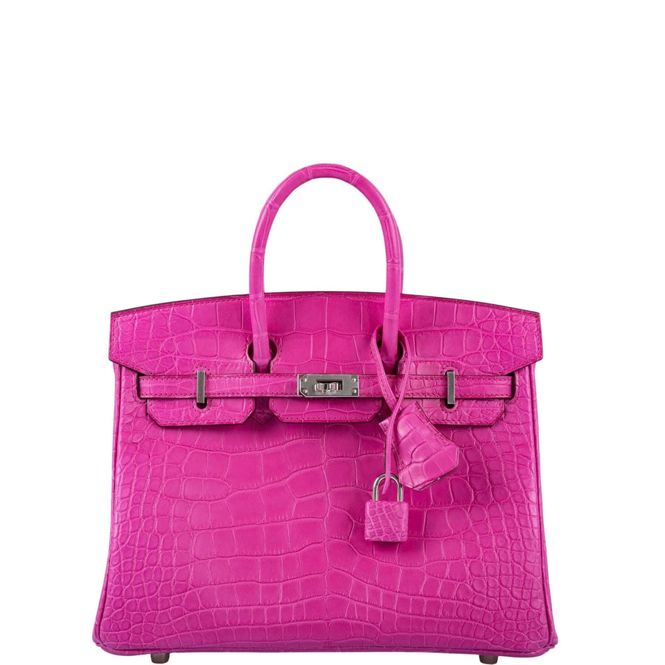 Hermes Birkin 25 Rose Shocking Matte Alligator Palladium Hardware