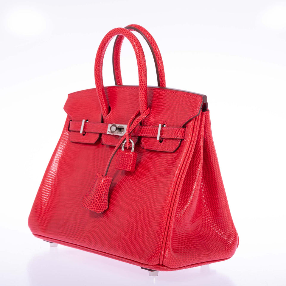 Hermes Birkin 25 Rouge Exotique Nilo Lizard Palladium Hardware