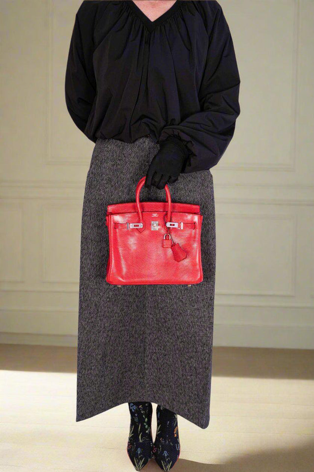 Hermes Birkin 25 Rouge Exotique Nilo Lizard Palladium Hardware