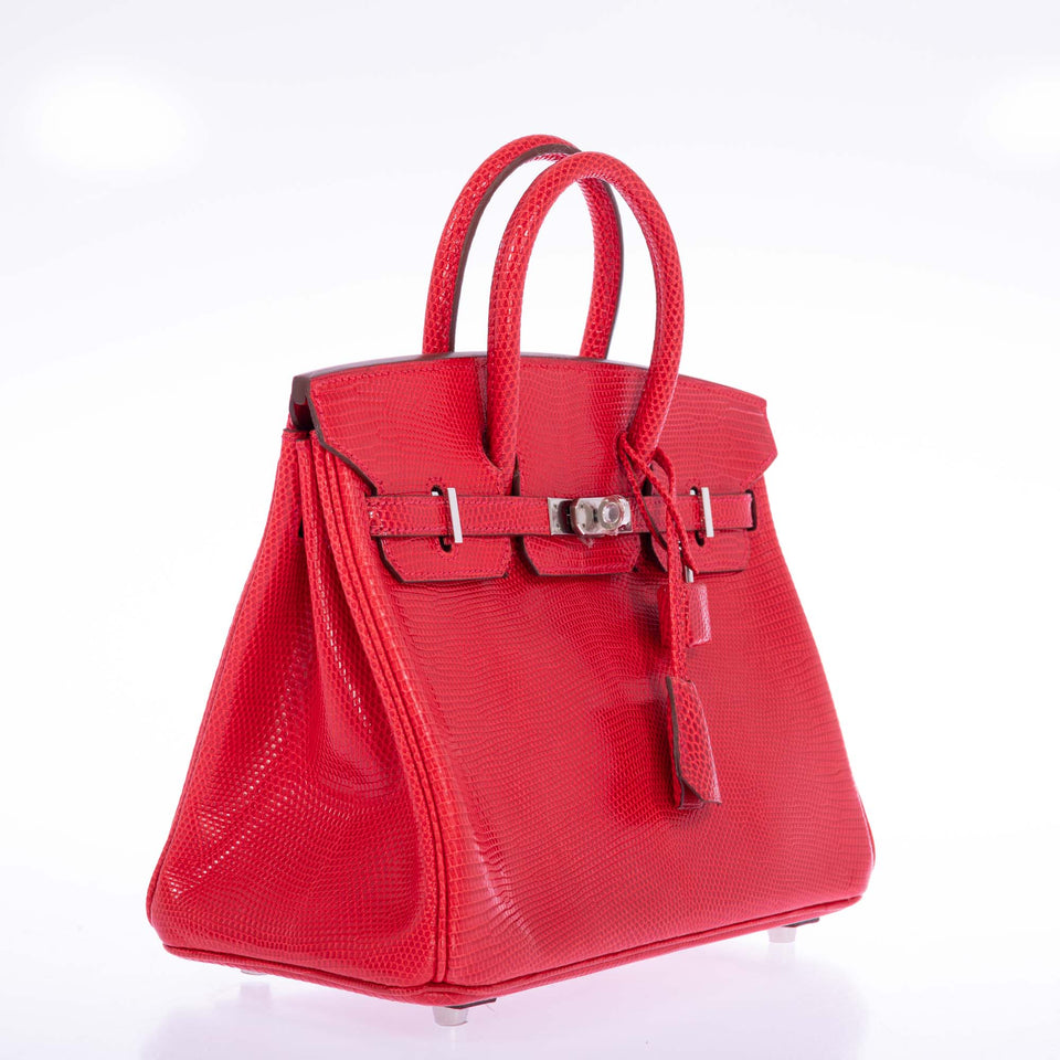 Hermes Birkin 25 Rouge Exotique Nilo Lizard Palladium Hardware