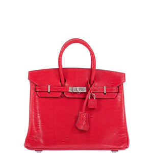 Hermes Birkin 25 Rouge Exotique Nilo Lizard Palladium Hardware