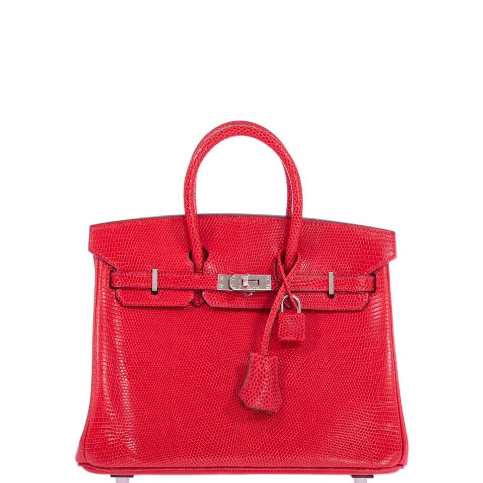 Hermes Birkin 25 Rouge Exotique Nilo Lizard Palladium Hardware