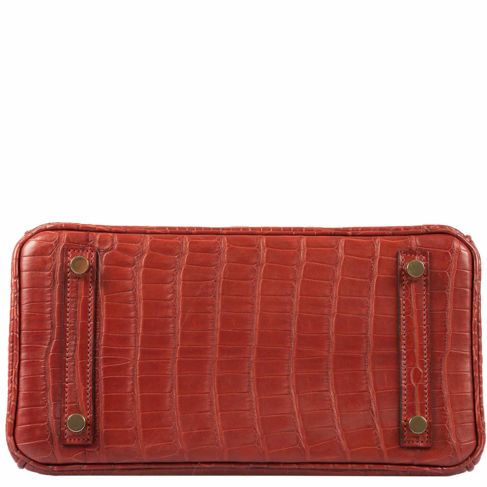 Hermes Birkin 25 Rouge H Verso Orange Alligator Gold Hardware