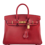 Hermes Birkin 25 Rouge Pivoine Swift Gold Hardware