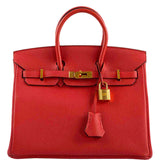 Hermes Birkin 25 Rouge Pivoine Togo Gold Hardware - 2015, T