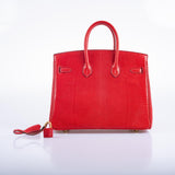 Hermes Birkin 25 Rouge Vif Salvator Lizard Gold Hardware