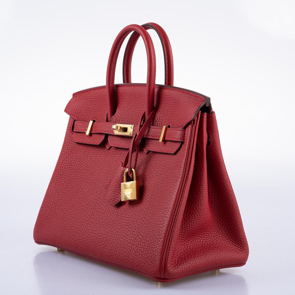 Hermes Birkin 25 Rouge Vif Togo Gold Hardware