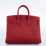 Hermes Birkin 25 Rouge Vif Togo Gold Hardware