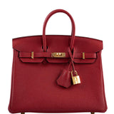 Hermes Birkin 25 Rouge Vif Togo Gold Hardware