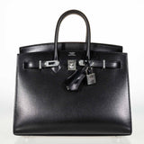 Hermes Birkin 25 Sellier Black Box Calf Palladium Hardware