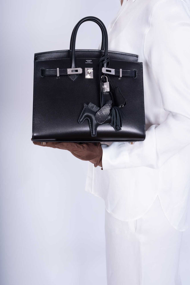 Hermes Birkin 25 Sellier Black Box Calf Palladium Hardware