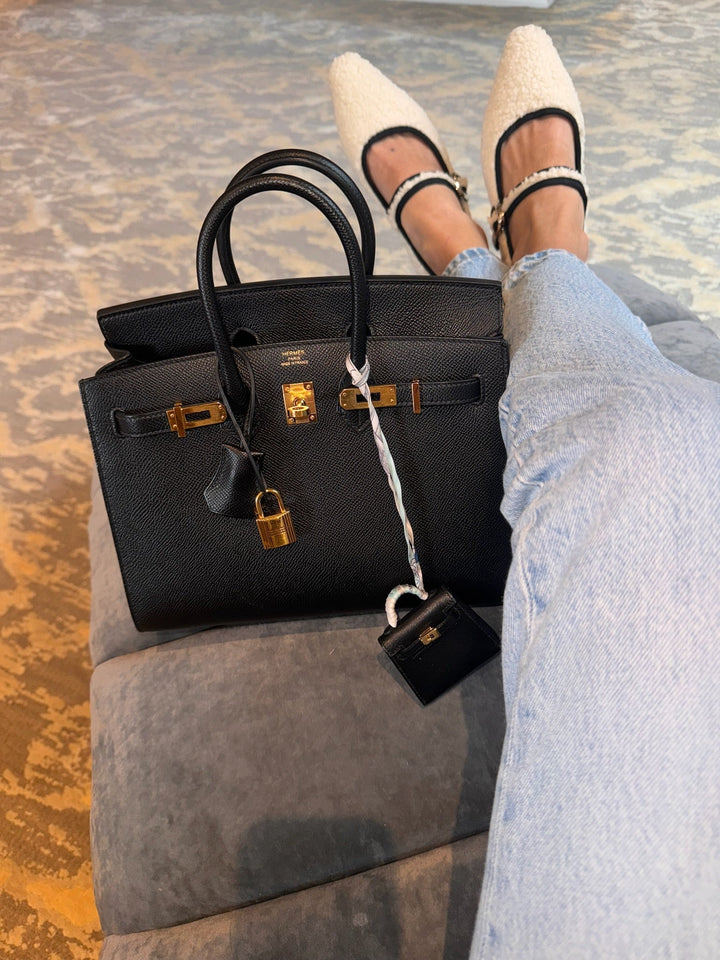 Hermes Birkin 25 Sellier Black Epsom Gold Hardware