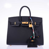 Hermes Birkin 25 Sellier Black Epsom Gold Hardware