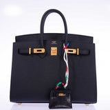Hermes Birkin 25 Sellier Black Epsom Gold Hardware
